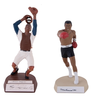 Lot of (2) Muhammad Ali & Roy Campanella Signed Salvino Figurines (Randolph LOA & Beckett)
